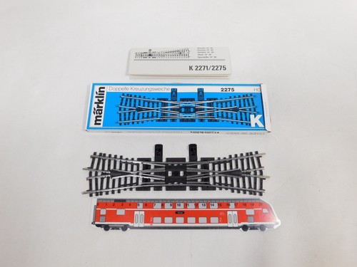 CW58-0,5# Märklin H0 2275 Doppelte Kreuzungsweiche DKW K-Gleis geprüft NEUW+OVP