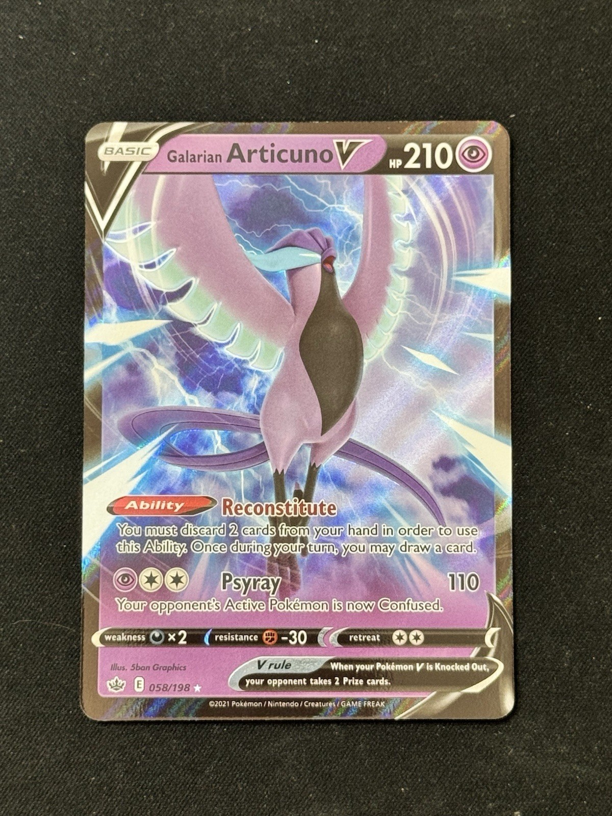 Pokémon TCG Galarian Articuno V Chilling Reign 058/198 Holo Ultra Rare NM