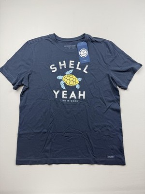 Life Is Good Shirt Mens Large Blue Shell Yeah Turtle Graphic Tee Crusher Tagless