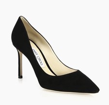 Jimmy Choo Romy 85mm Black Suede Pumps Point Heel Shoe 7.5