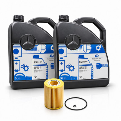 10L Mercedes 5W30 Motoröl 229.51 + Bosch Ölfilter für OM642 V6 CDI A6421800009
