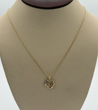 14K Gold Heart Initial D Pink Flower 0.75" Pendant 18" Necklace 2.63g