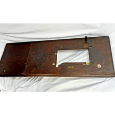 Antique 1890s White Treadle Sewing Machine Cabinet Wood Top Coffin Base