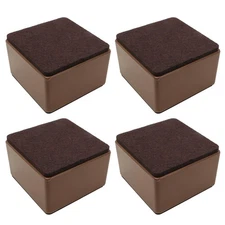 Bonsicoky 4 Pcs Self-Adhesive Furniture Bed Risers, Square Heavy Duty Carbon ...