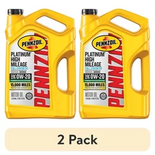 2 PACK Pennzoil Platinum High Mileage Full Synthetic 0W-20 Motor Oil, 5 Quart