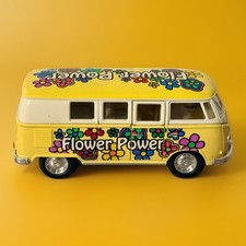 Kinsmart 1962 VW Volkswagen Classical Bus 1/32 Diecast Yellow Flower Power