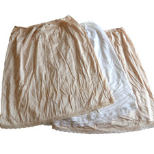 AS IS Vtg WARNERS tan white HALF SLIP Sz L Luxurious Satiny NYLON USA Pin-Up LOT