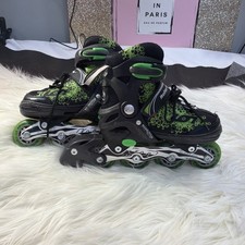 Roller Derby In Skates Roller Blades Youth 11-1 Adjustable Inline Black Green