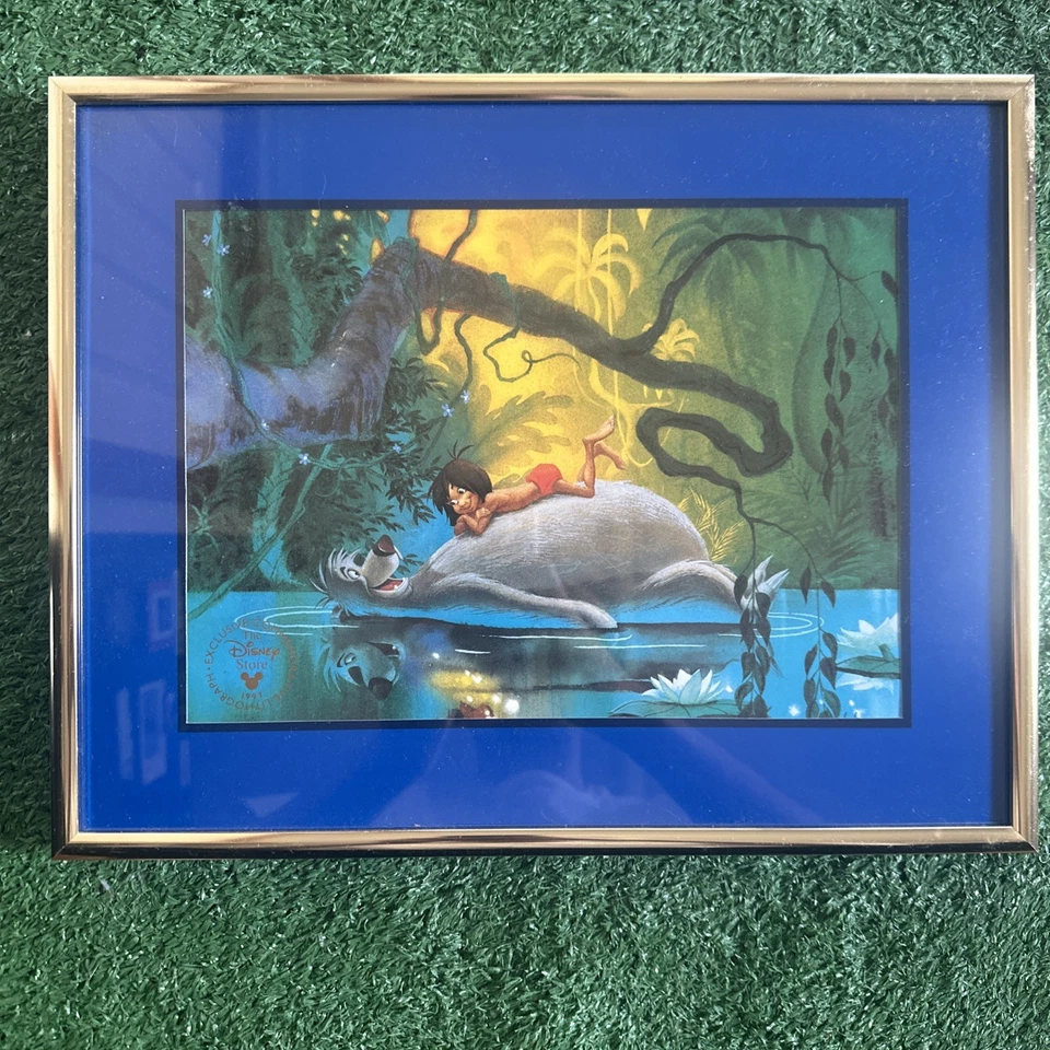 Vintage Disney Framed Lithograph Photo Prints 90s Peter Pan The Jungle Book Lion - Image 2 of 4