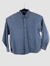 Eddie Bauer Mens XL Button Down Shirt Blue Check Cotton Long Sleeve