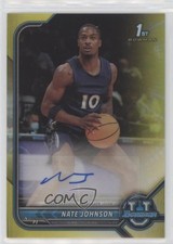 2021-22 Bowman U Chrome Prospect Yellow Refractor 3/75 Nate Johnson Auto 11pj