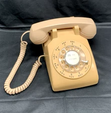 Vintage Bell System Rotary Telephone Western Electric Beige Untested Decor Props