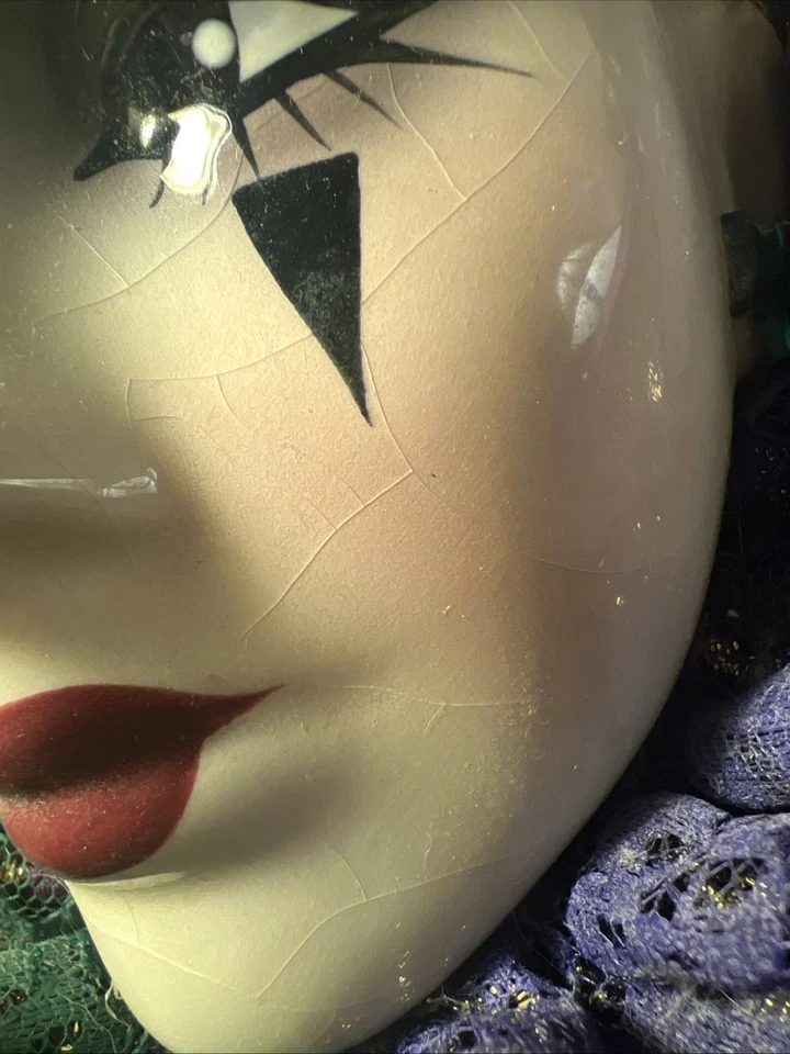 Unique Creations Med Jester Clown Face Mask Wall Hanging Decor Mardi Gras Style - Image 2 of 4