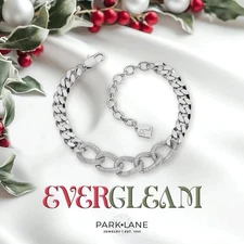 Sparkle Box Exclusive Park Lane EVERGLEAM Pave Curb Link Silver Bracelet