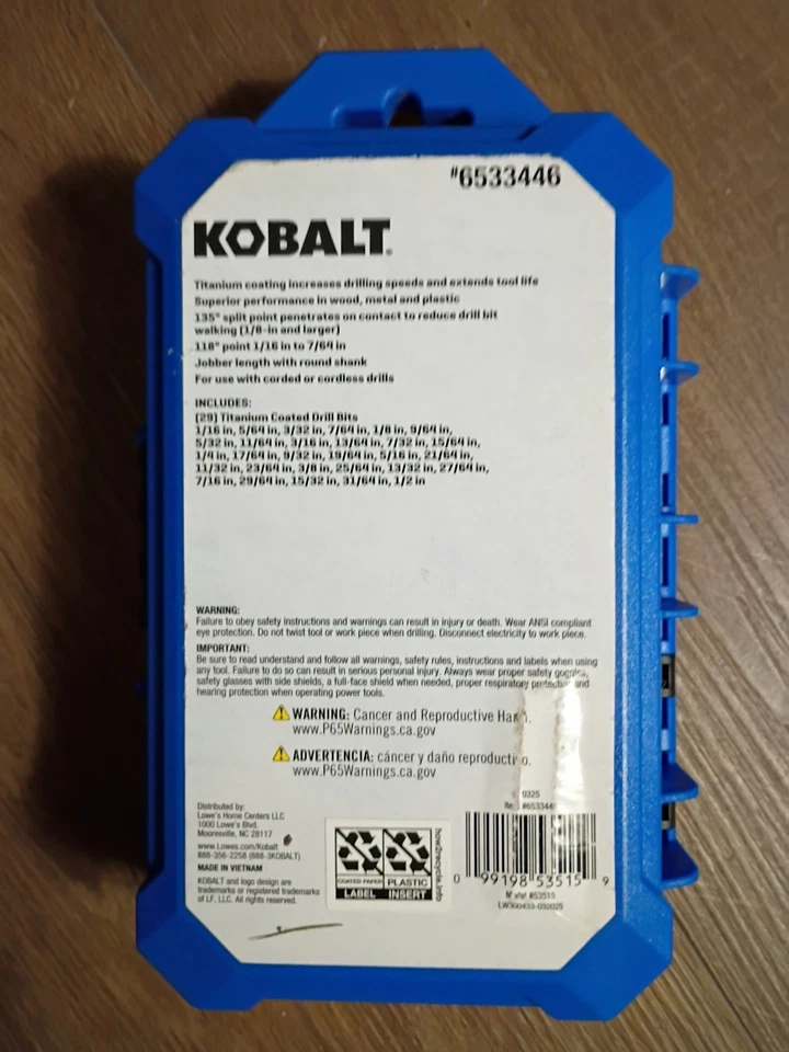 Juego de brocas de titanio de 29 piezas de cobalto con estuche de almacenamiento azul. Foto 2 de 4