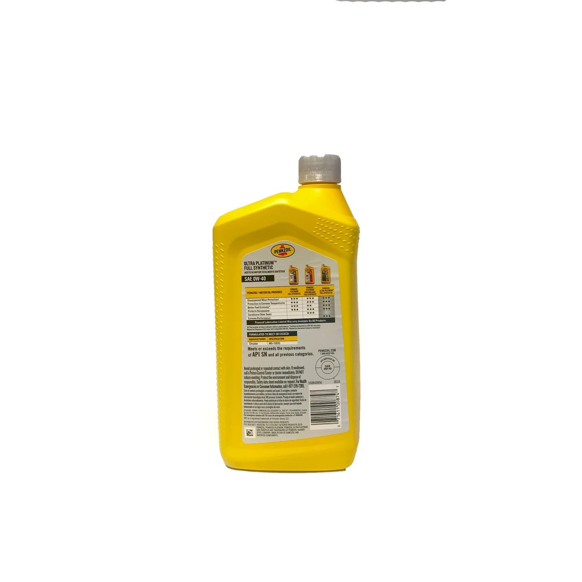 Pennzoil Ultra Platinum Full Synthetic 0W-40 Motor Oil (1 Quart