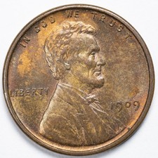 1909 VDB Lincoln Wheat Penny Gem Uncirculated Brown w/ Toning 