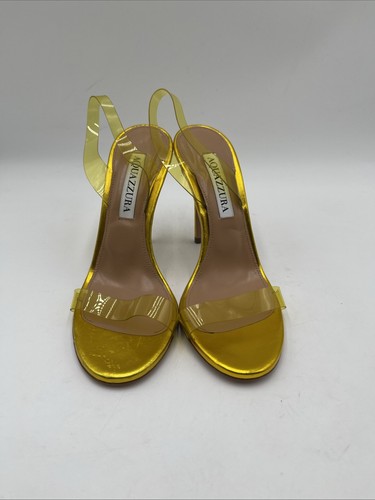 Women’s Aquazzura So Nude Plexi PVC Slingback Sandals Yellow Size 35 - Picture 2 of 5