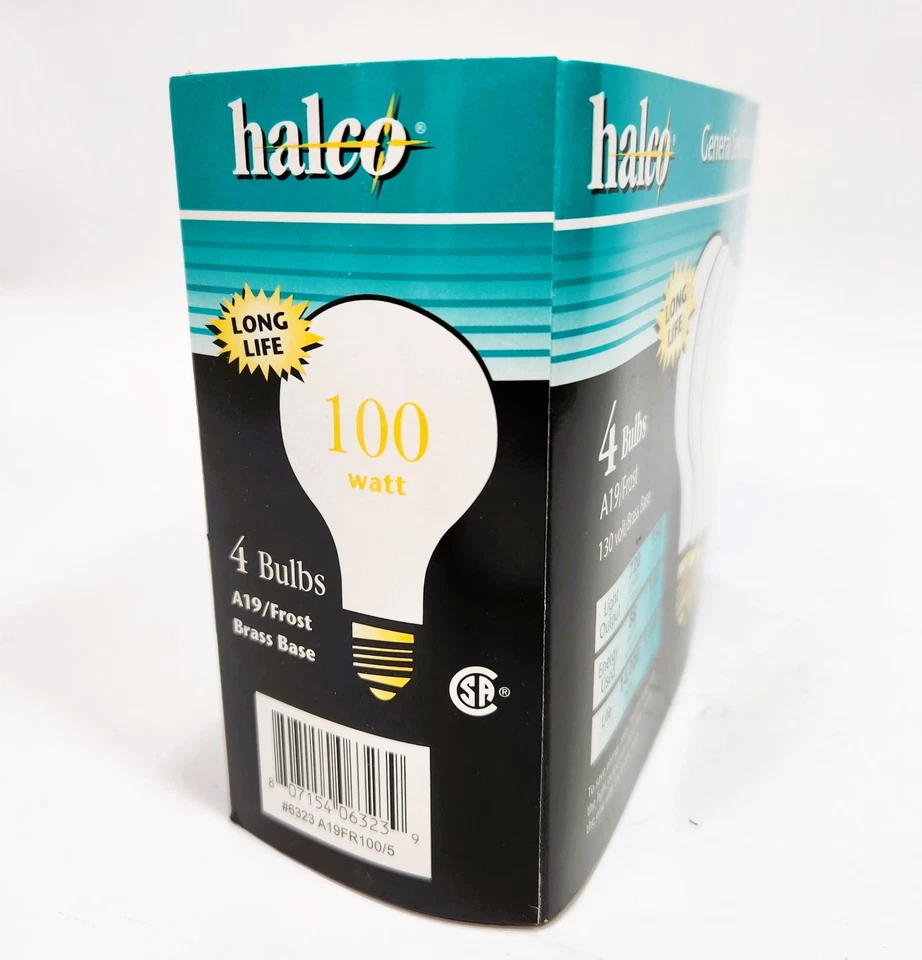 halco (4 Bulbs) 100 Watt Light Bulb Lamps A19 Frosted Long Life New Tested - Image 4 of 4