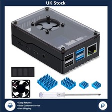 Visible Acrylic Case for Raspberry Pi 4B Quiet Fan & Aluminum Heatsink 1 Pack