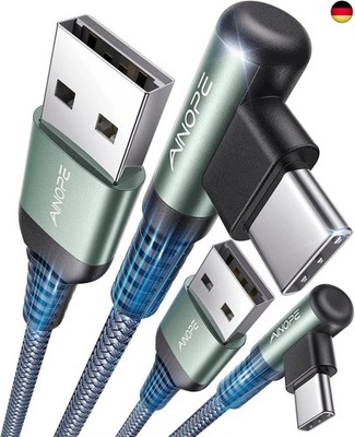 AINOPE USB-C-Kabel, 3,1 A, Schnellladung, 1 m + 1 m, USB-Typ-C-Kabel,