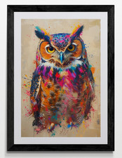 Owl Bird Framed Canvas Picture Poster Print Wall Art