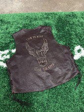 Vintage Soft Leather Biker Eagle Live to Ride Harley Vest