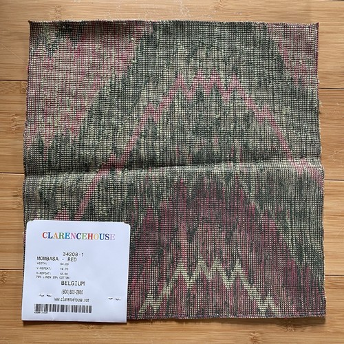 Clarence House Mombasa Red Bargello Fabric Sample 34208-1 Linen Cotton Belgium - Picture 13 of 13