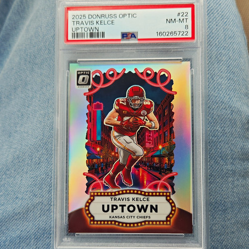Panini 2025 Donruss Optic Uptowns Travis Kelce #22 PSA 8 Kansas City Chiefs