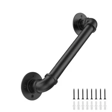 2FT Industrial Stair Railing Wall Mount Staircase Handrail φ1.3 Pipe Hand Rai...