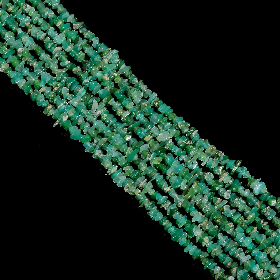 Piedras preciosas de crisoprasa natural forma elegante cuentas sin cortar 4x3 7x4 mm hilo 34" EB556 Foto 2 de 2