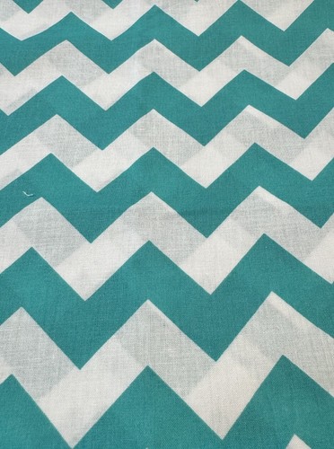 Aqua Green and White Chevron Cotton Quilting Fabric 58"L x 44"W - Picture 4 of 5