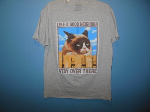 Ladies Grumpy Cat T Shirt Large Gray Be a Good Neighbor - 第 1/3 張圖片