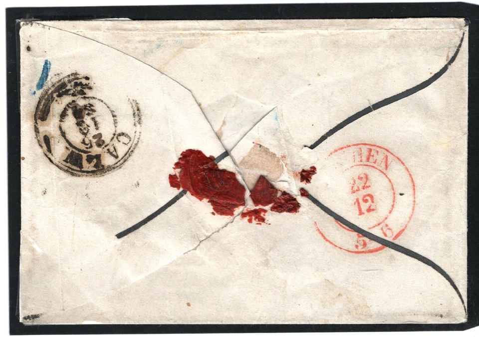 USA Transatlantic Cover 1856 GERMAN STATES *Calw* CHRISTMAS DAY Delivery 31.5 - Image 3 of 4