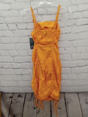 Wild Fable Orange Spagetti Strap Cut Out Ruched Midi Dress Size XS | eBay