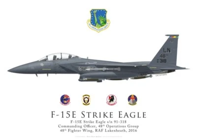 Print F-15E Strike Eagle, CO 48th OG, 48th FW, Lakenheath (by G. Marie)