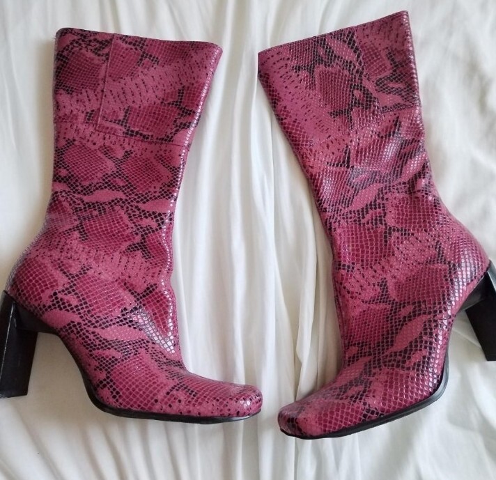 Y2k Vintage Dolcis Yankee Pink Snakeskin Calf Boots 4 37 | eBay
