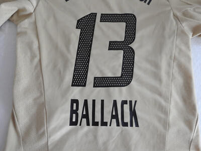 Bayern Munchen 2004 Jersey #13 Ballack Adidas Gold Shirt Size Boys