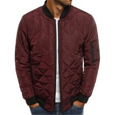Men's Collar Coat Winter Jacket Diamond Pattern Business Casual Solid Colors