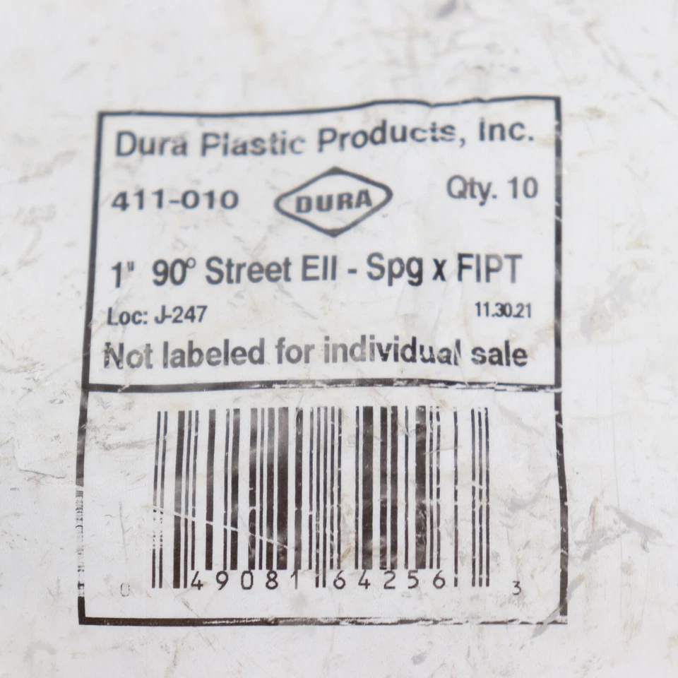 (10-Pk) Productos de plástico Dura 90 grados calle codo grifo x FIPT 1" 411-010 Foto 2 de 3
