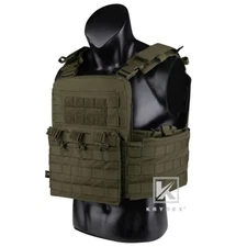 KRYDEX Plate Carrier Tactical Heavy Duty MOLLE Vest Ranger Green w Mag Pouch