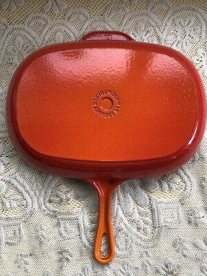 Vintage Le Creuset Gusseisen & Emaille Orange Grill Bratpfanne Pfanne ovale Form