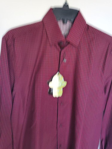 MEN'S VISCONTI BLACK, LONG SLEEVE RED DRESS SHIRT BUTTON DOWN Sz SMALL NWT $125 - Picture 2 of 4