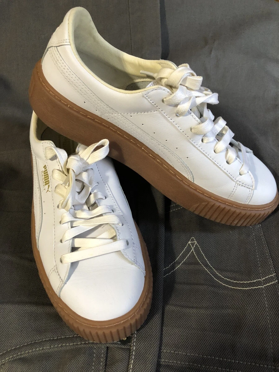 Opiaat Rechtsaf stel voor PUMA Basket Platform Core Women&#039;s Sneakers White 364040-01 Size 8  Women's | eBay