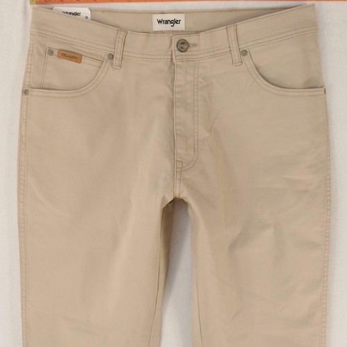 Hombres Wrangler TEXAS SLIM 822 Ajustado Recto Elástico Beige Jeans W34 L34  | eBay
