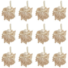 4" Crochet Lace Natural Beige Cotton Angel Christmas Ornaments - Set of 12