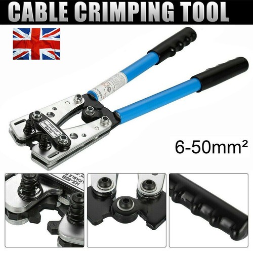 6-50mm² Electrician Wire Cable Lug Crimp Tool Terminal Crimper Plier Crimping UK - Picture 2 of 12