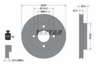 2X Textar 92130800 Bremsscheibe FüR Hyundai