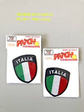 2 CONFEZIONI REGALO PATCH SCUDETTO ITALIA  BLU NAVY RICAMATA CM 5,5X6,5 TERMO