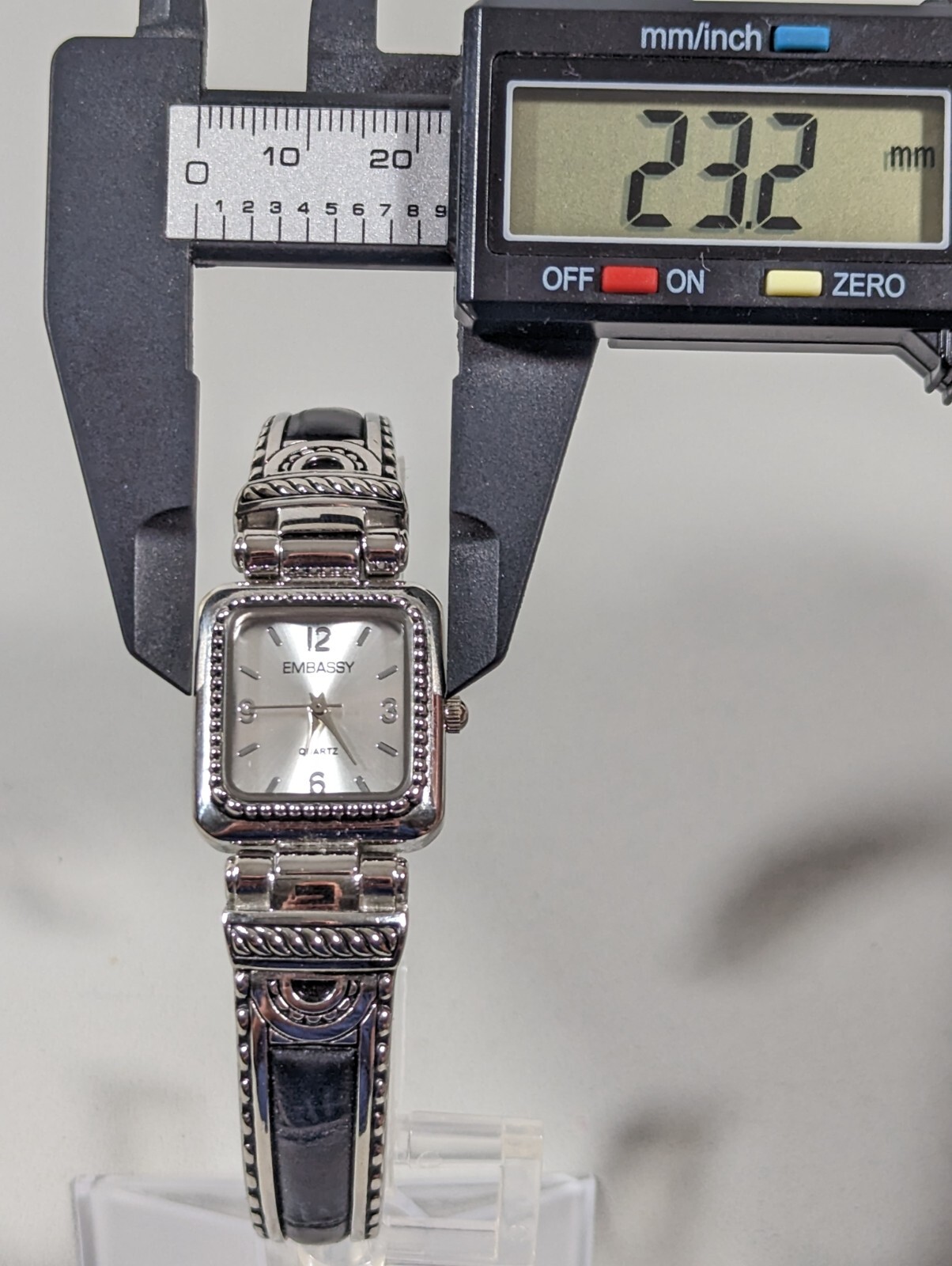 Embassy Silver Tone Dial Rectangle Case Hinge Bra… - image 3